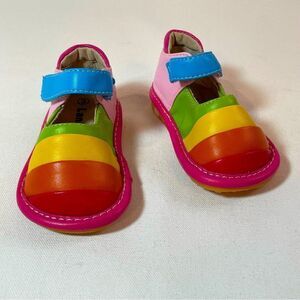 Laniecakes leather rainbow ruffle walker shoes size 3